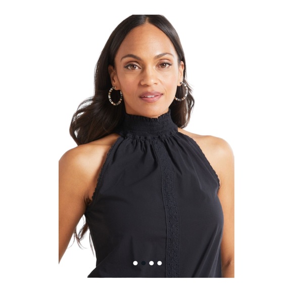 Red Haute Poplin Tie Front Halter Black Size M - Picture 2 of 8